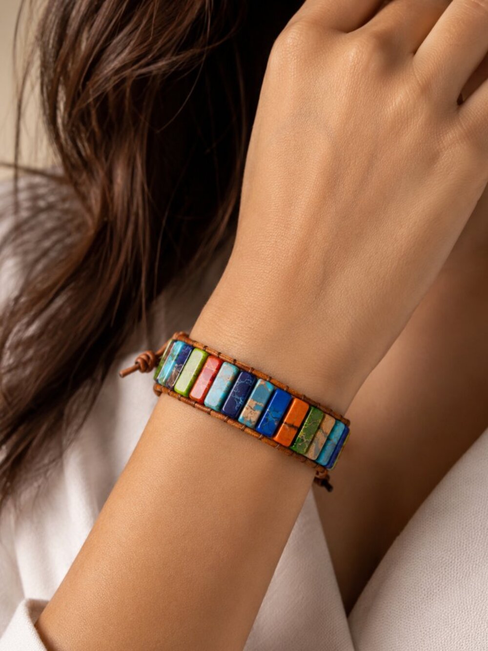 NWT Dyed Howlite Leather Wrap Bracelet